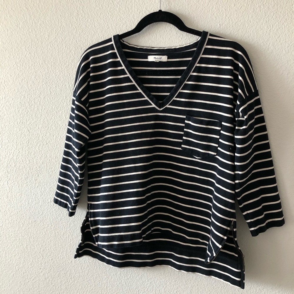 Madewell striped v neck top